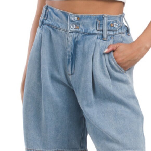 NEW YOUNG FABULOUS & BROKE womens Bella Denim Bermuda Shorts blue 253 - Picture 3 of 5